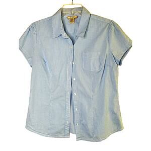 EUC Arizona Jean Company women's button up blue/white pinstripe shirt, size XL